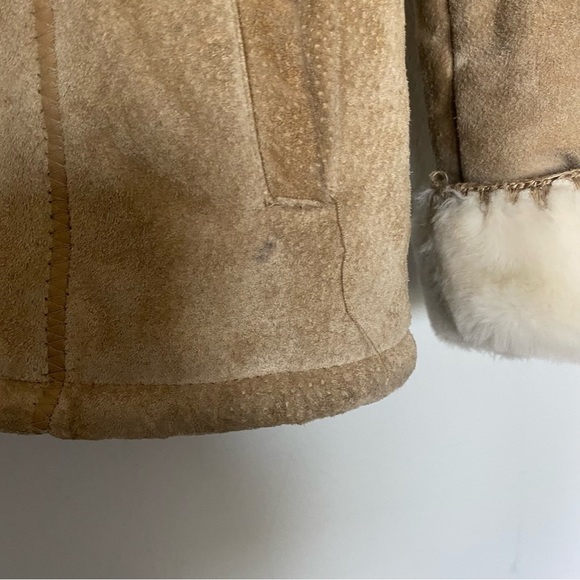 Wilsons Leather Suede Leather Hood Jacket Sherpa Lined Small FLAWS - Picture 4 of 12